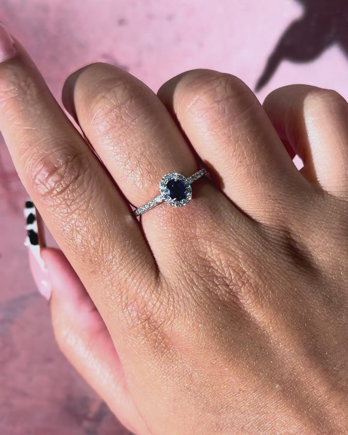 Bague Solitaire Saphir 0.61 carat &amp; Diamants 0.22 carat "Edwige"