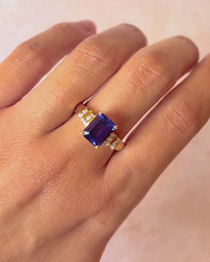 Bague Cocktail Tanzanite 2.86 carats &amp; Diamants "Malika"
