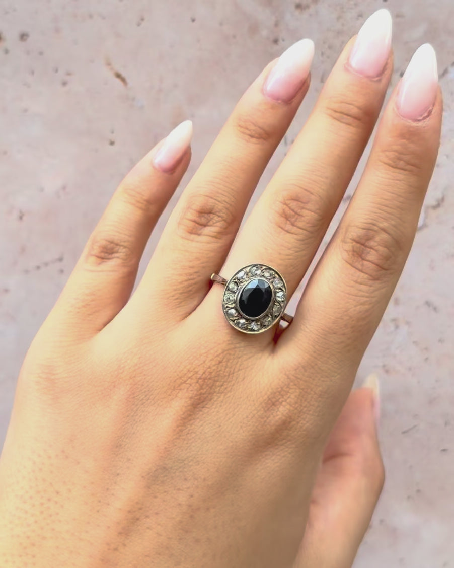 Bague Art-Déco Saphir 1.65 carat &amp; Diamants 0.30 carat "Ophélie"