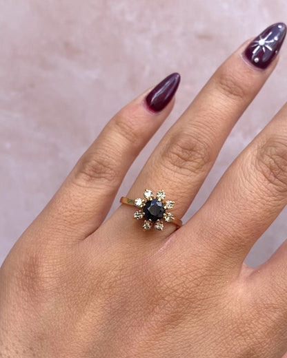 Bague Marguerite Saphir 1 carat &amp; Diamants 0.32 carat "Dorine"