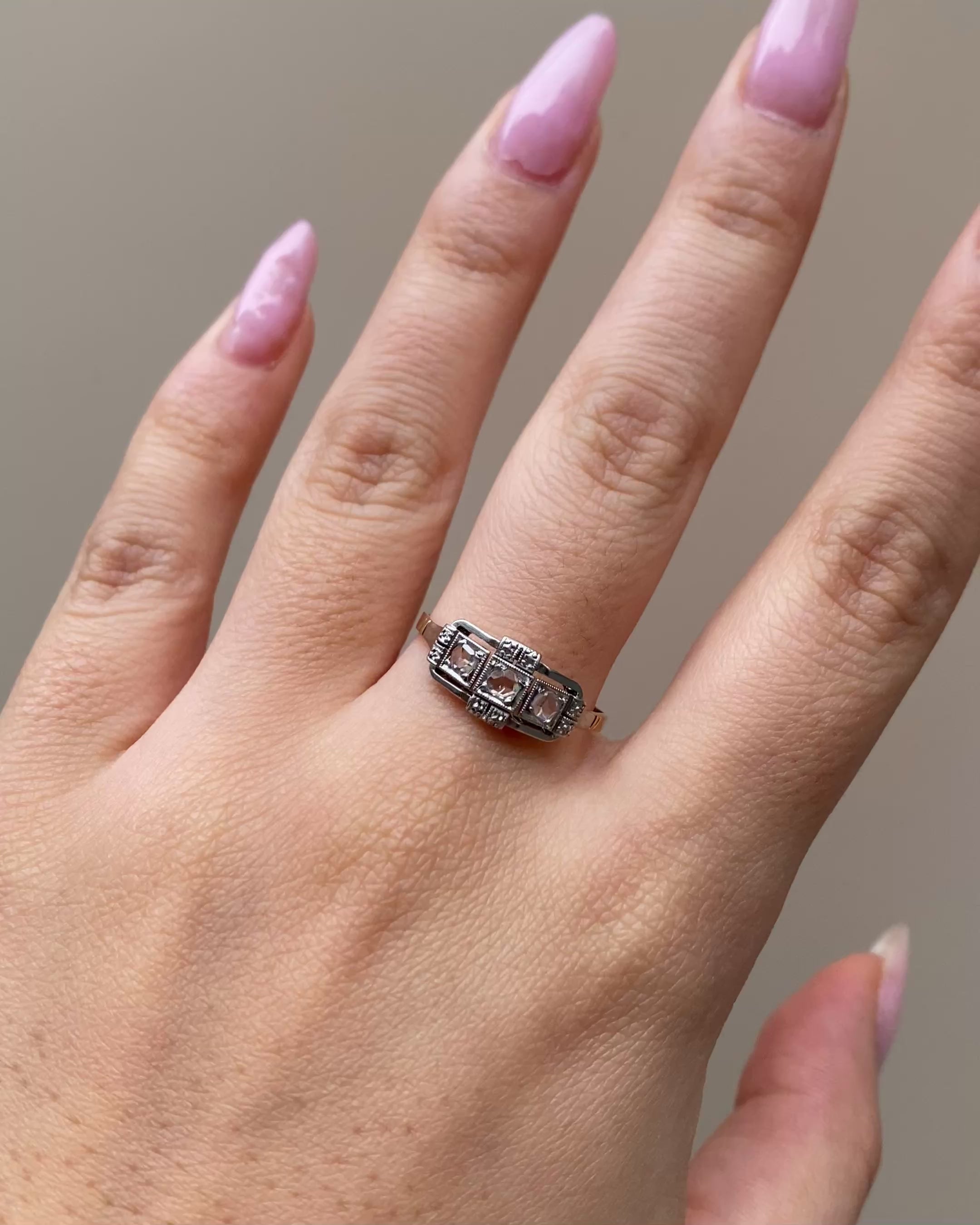 Art Deco Ring 3 Diamonds "Clothilde"