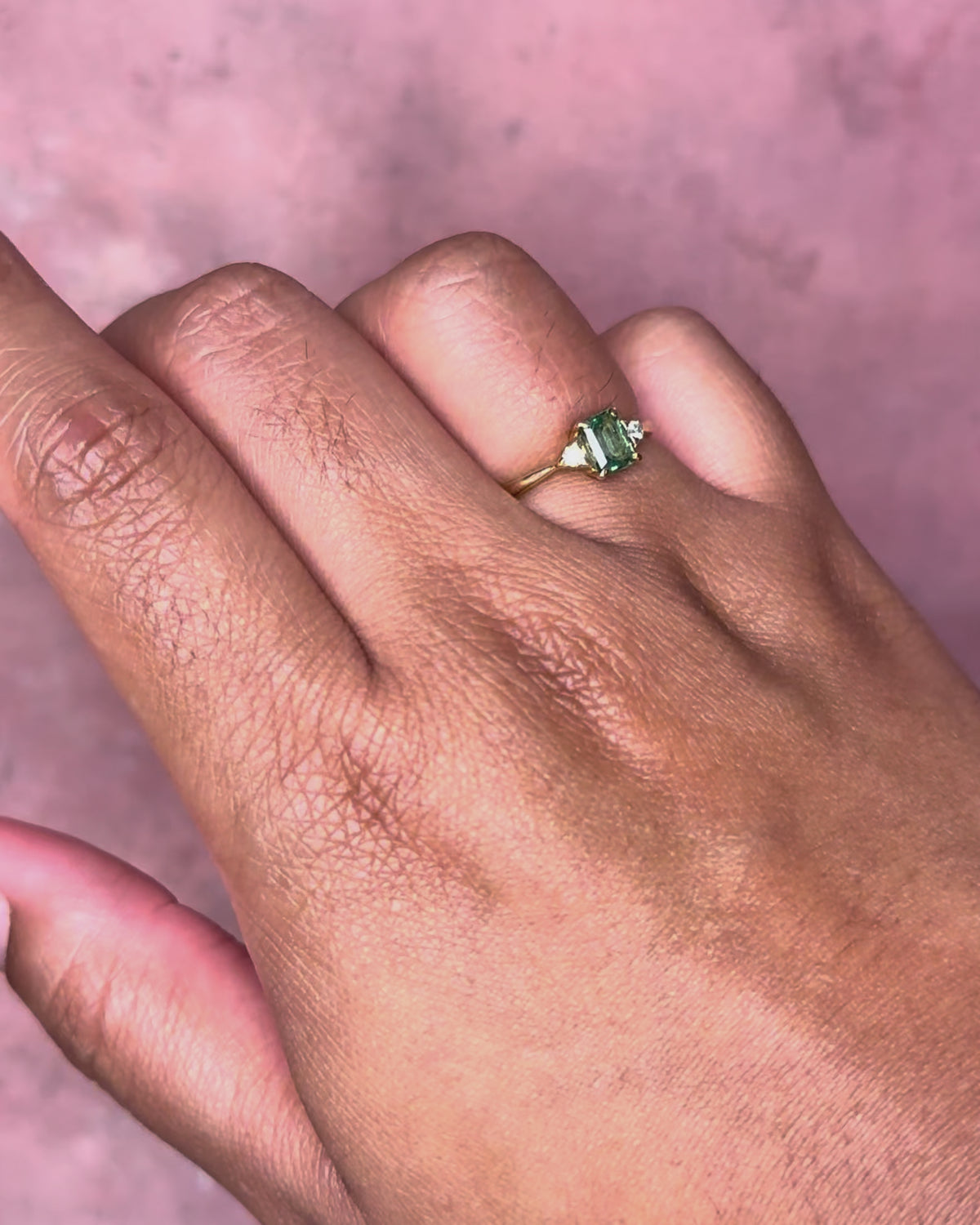Indigolite Tourmaline and Diamond Trilogy Ring "Ninon"