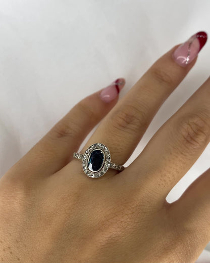 Bague Maguerite Art Déco Saphir 0.93 carat &amp; 22 Diamants &quot;Floriane&quot;