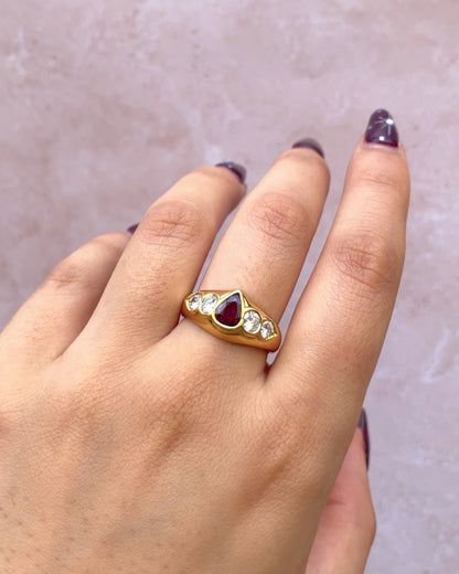 Anillo rígido con rubí, diamantes 0,55 quilates y oro 6,39 g "Clarisse"