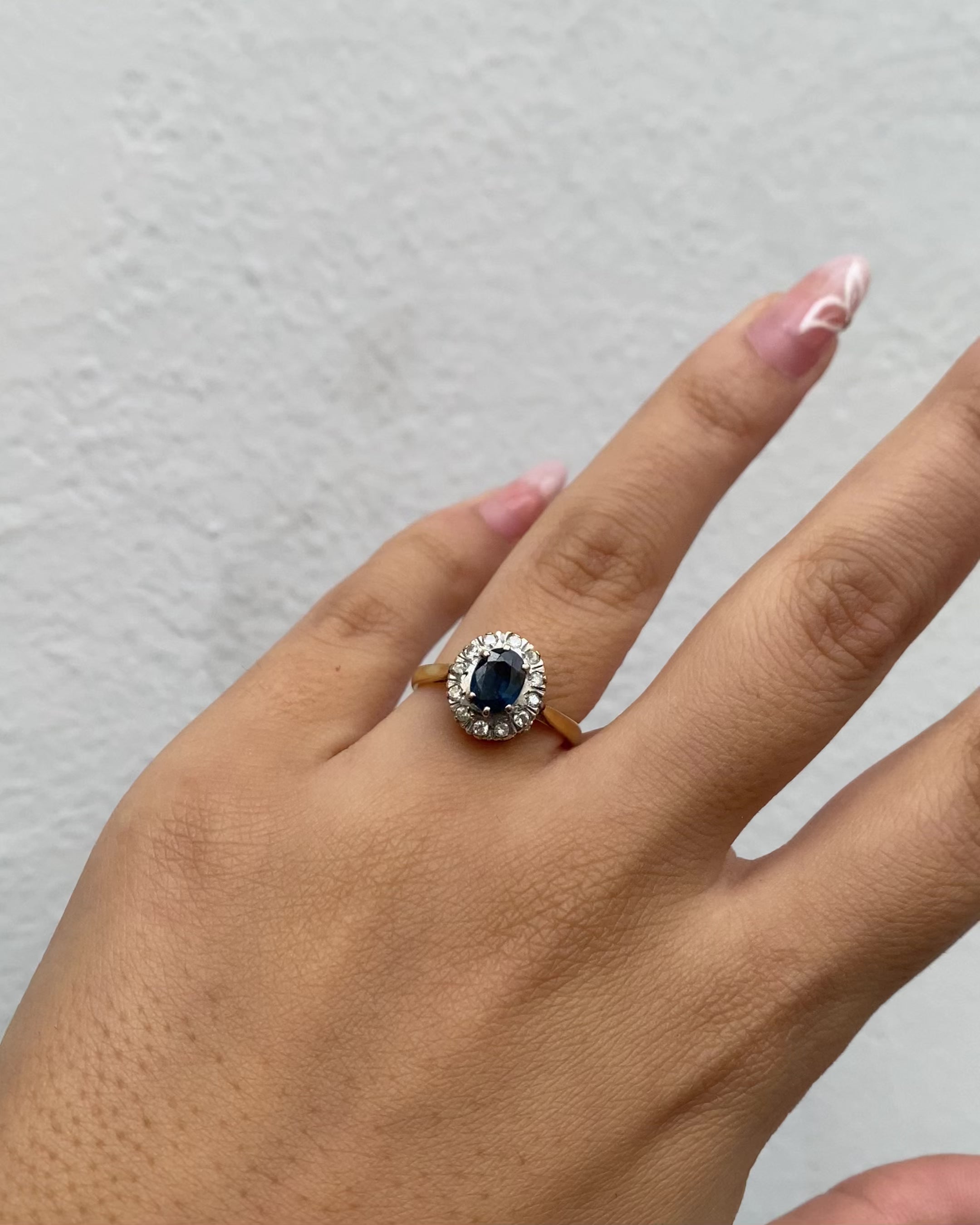 Bague Marguerite Saphir 0.90 carat &amp; Diamants "Sofia"