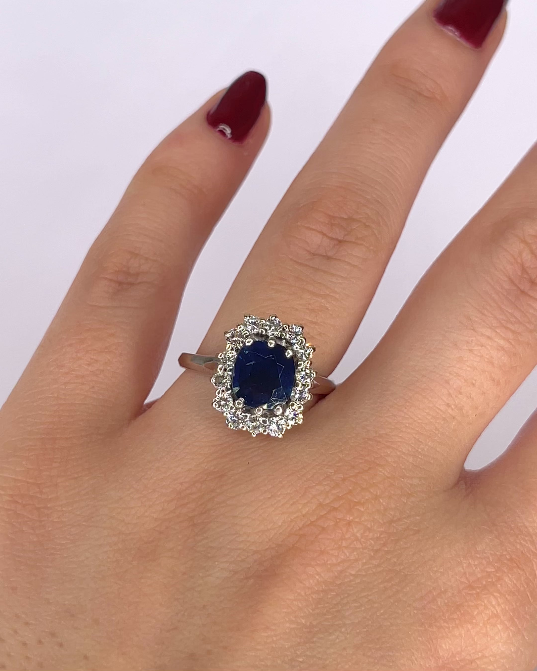 Bague Marguerite Saphir 1.85 carat &amp; Diamants 0.56 carat "Gabriella"