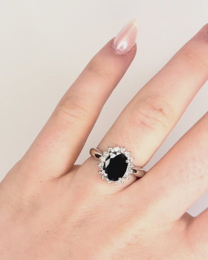 Marguerite Ring Sri Lankan Sapphire 2.21 Carats &amp; Diamonds 0.43 Carat "Anna"