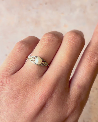 Bague Art-Déco Perle &amp; Diamants "Lina"