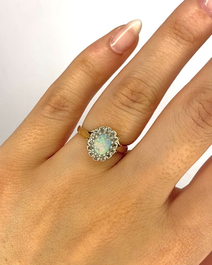 Bague Marguerite Opale &amp; Diamants "Pauline"