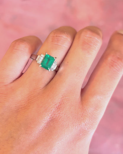 Colombian Emerald Trilogy Ring 1.57 carats &amp; “Danielle” Diamonds