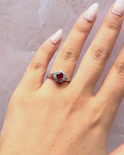 Bague Marguerite Rubis Mozambicain 0.81 carat &amp; Diamants 0.20 carat "Sarah"