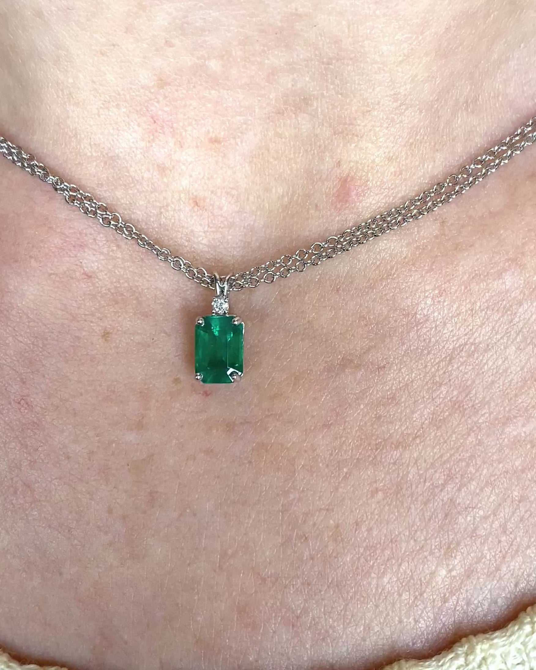 0.60 Carat Emerald &amp; Diamond Pendant "Clarine"