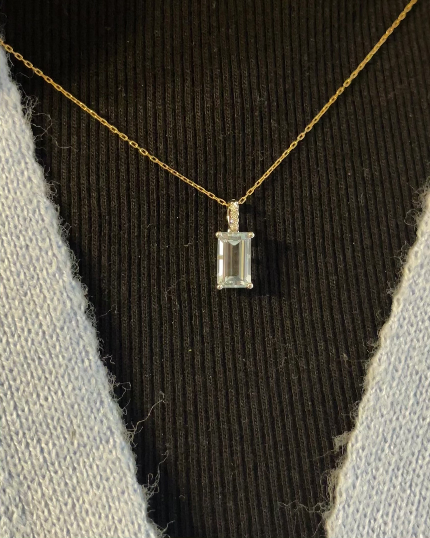 Pendentif Aigue-Marine 1.80 carat &amp; 4 Diamants "Stina"