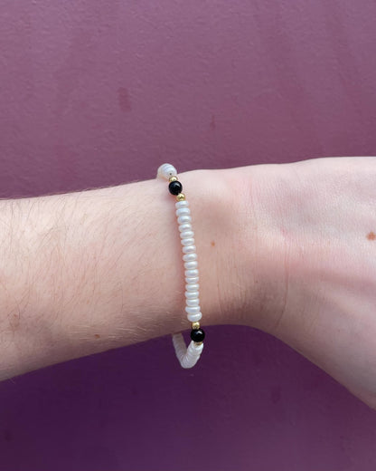 Bracelet Perles &amp; Onyx &quot;Dorothée&quot;