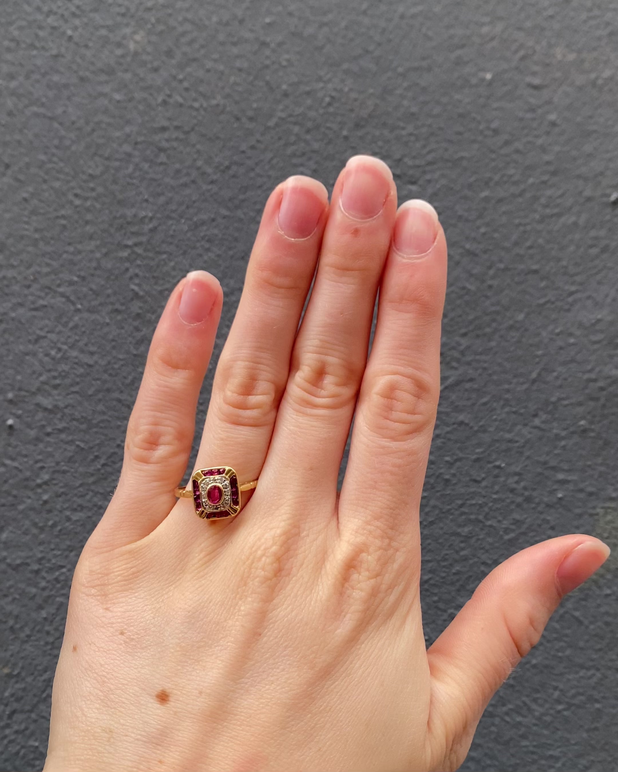 Bague Style Art-Déco Rubis &amp; Diamants "Constance"