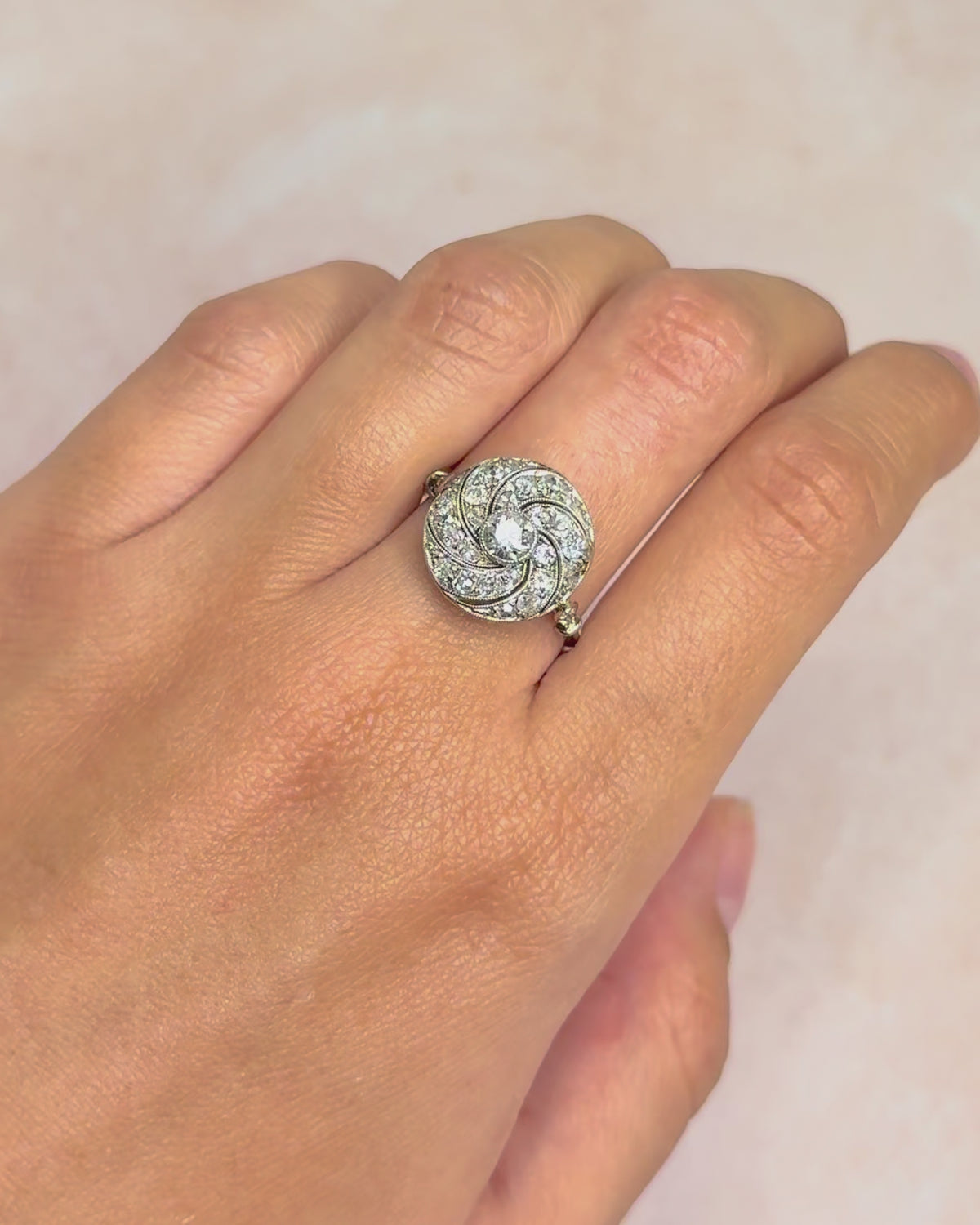 Fiona Art Deco Diamond Cluster Ring 0.77 carat