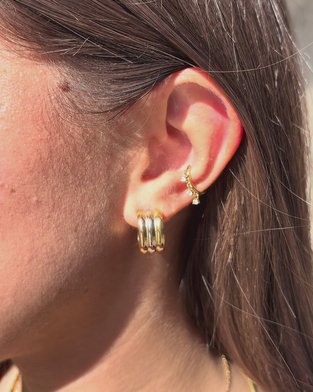 Boucles Créoles 3 Ors &quot;Ophélia&quot;