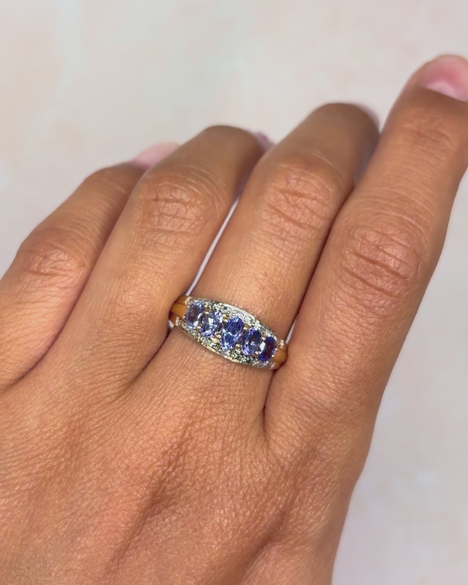 "Vivianne" 1 Carat Tanzanite and Diamond River Ring