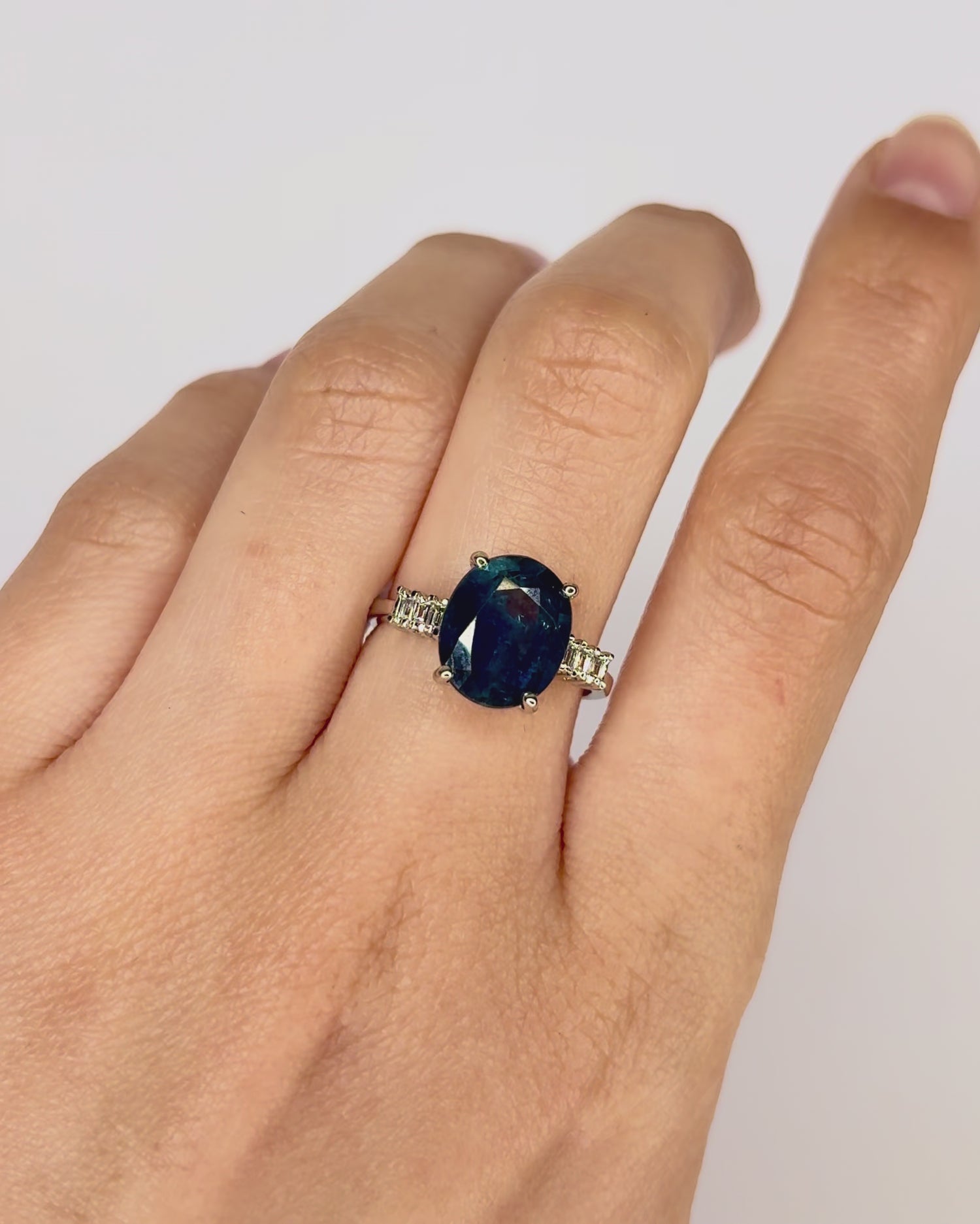 Trilogy Sapphire 4.17 Carat &amp; Diamonds Ring "Sicilia"