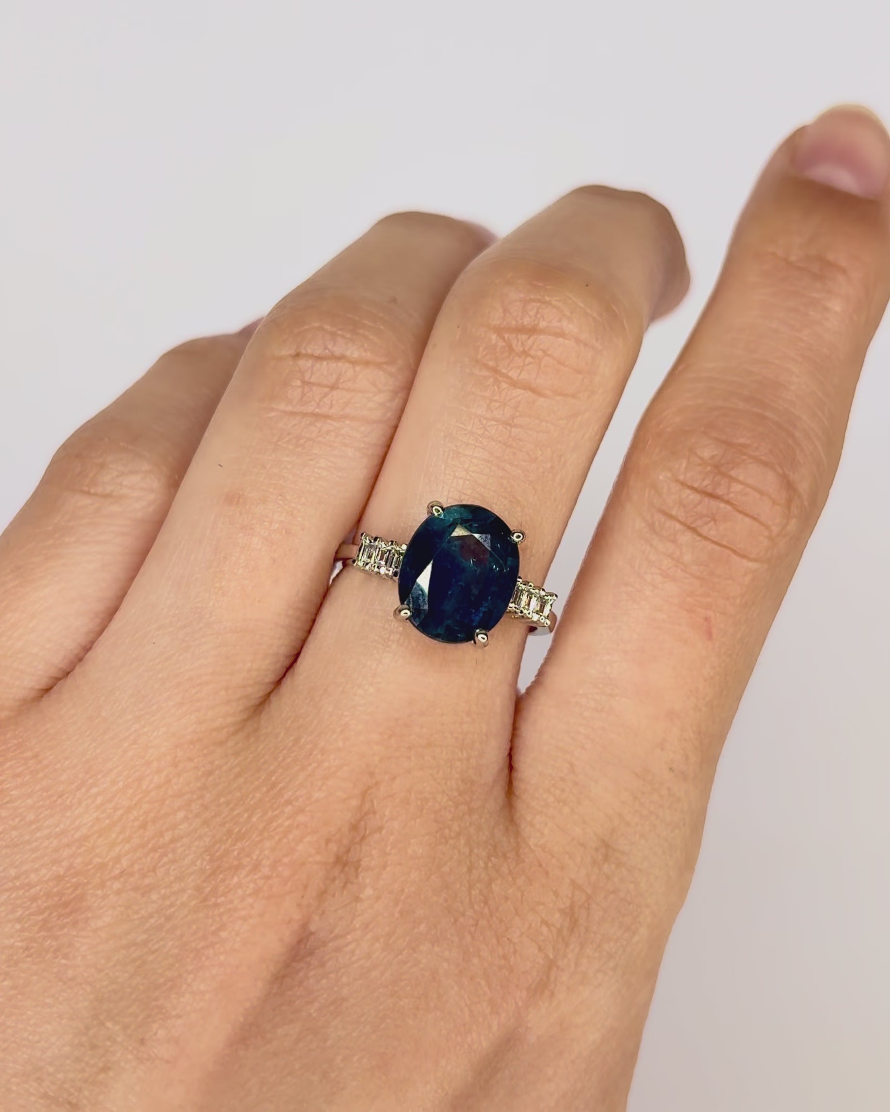 Trilogy Sapphire 4.17 Carat &amp; Diamonds Ring "Sicilia"