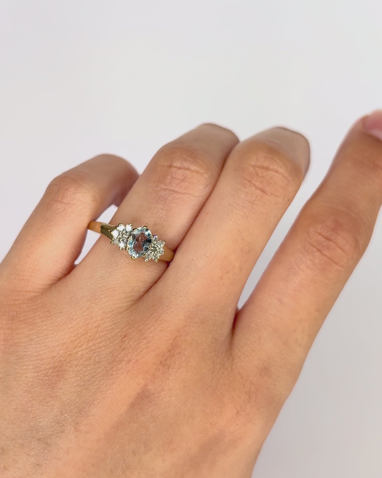 Bague Trilogie Aigue-Marine 0.45 carat &amp; Diamants 0.24 carat "Marine"