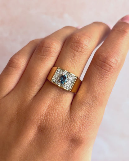 Bague Chevalière Saphir &amp; Diamants "Alexia"