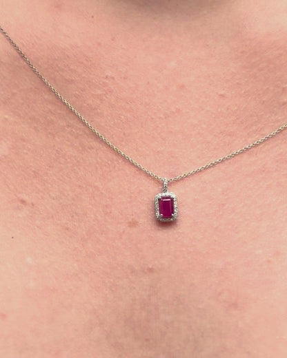 Pendentif Rubis 0.75 carat &amp; Diamants 0.22 carat "Lise"