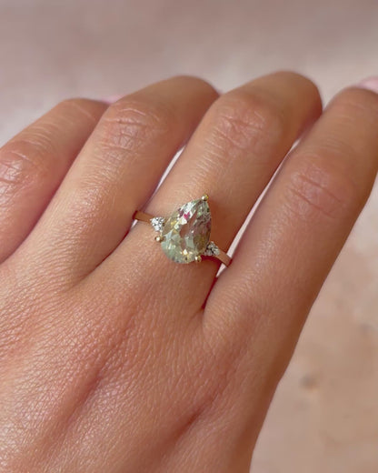 Bague Trilogie Prasiolite 3.10 carats &amp; Diamants "Marta"