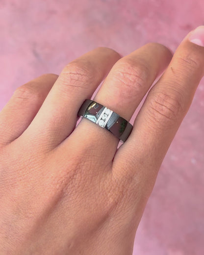 Ceramic &amp; Diamond Band Ring "Kamila"