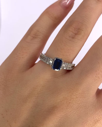 Solitary Sapphire Ring 0.82 carat &amp; Diamonds 0.83 carat "Baya"