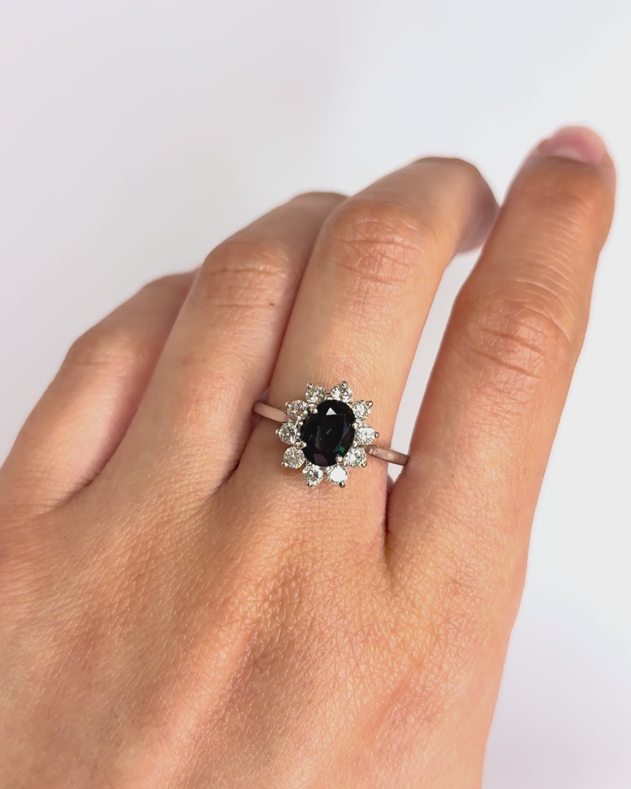 Bague Marguerite Saphir 1.25 carat &amp; Diamants 0.50 carat "June"