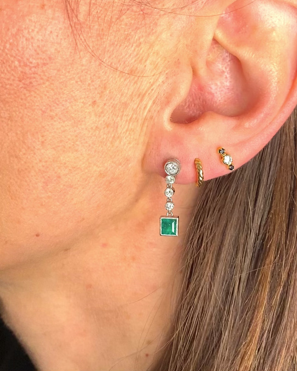 Pendientes Colgantes de Esmeraldas 0,50 quilates y Diamantes "Estella"