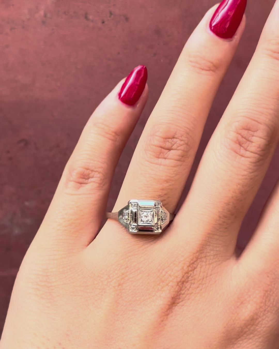 Anillo art déco de diamantes «Samia»