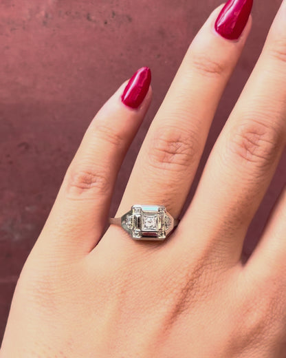 Anillo art déco de diamantes «Samia»
