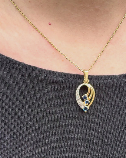 Colgante 3 zafiros y diamante &quot;Cybelle&quot;