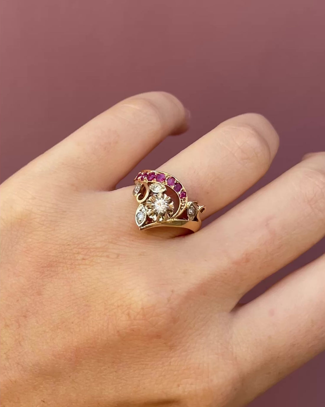 Bague Diadème Rubis &amp;  Diamants &quot;Nora&quot;