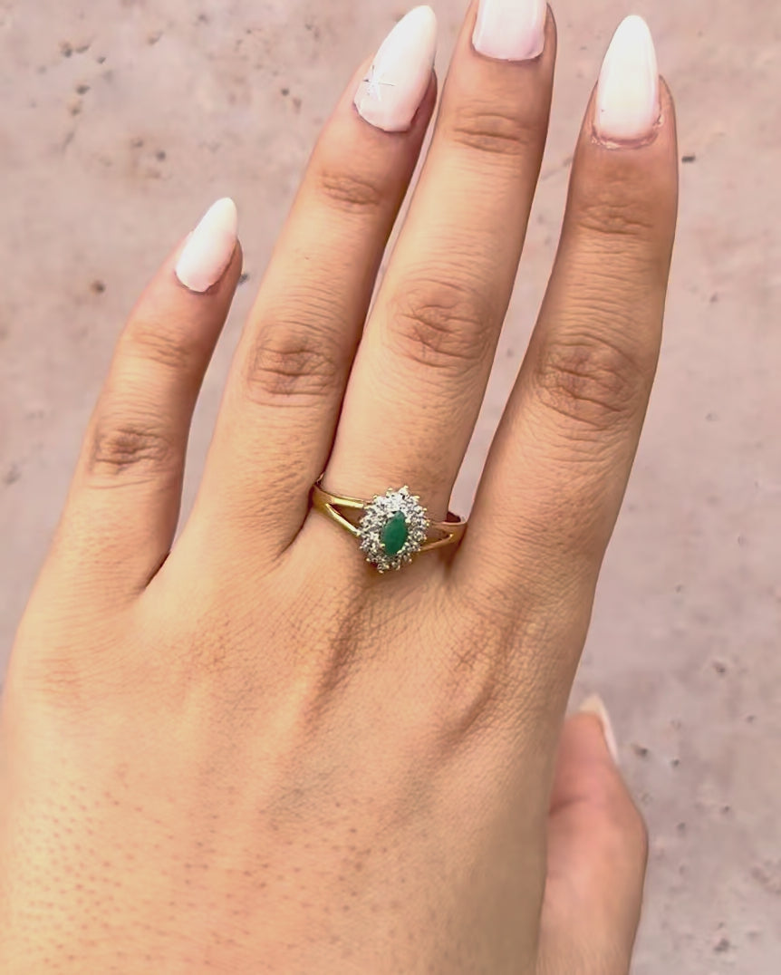 Bague Marquise Émeraude &amp; Diamants "Emeline"