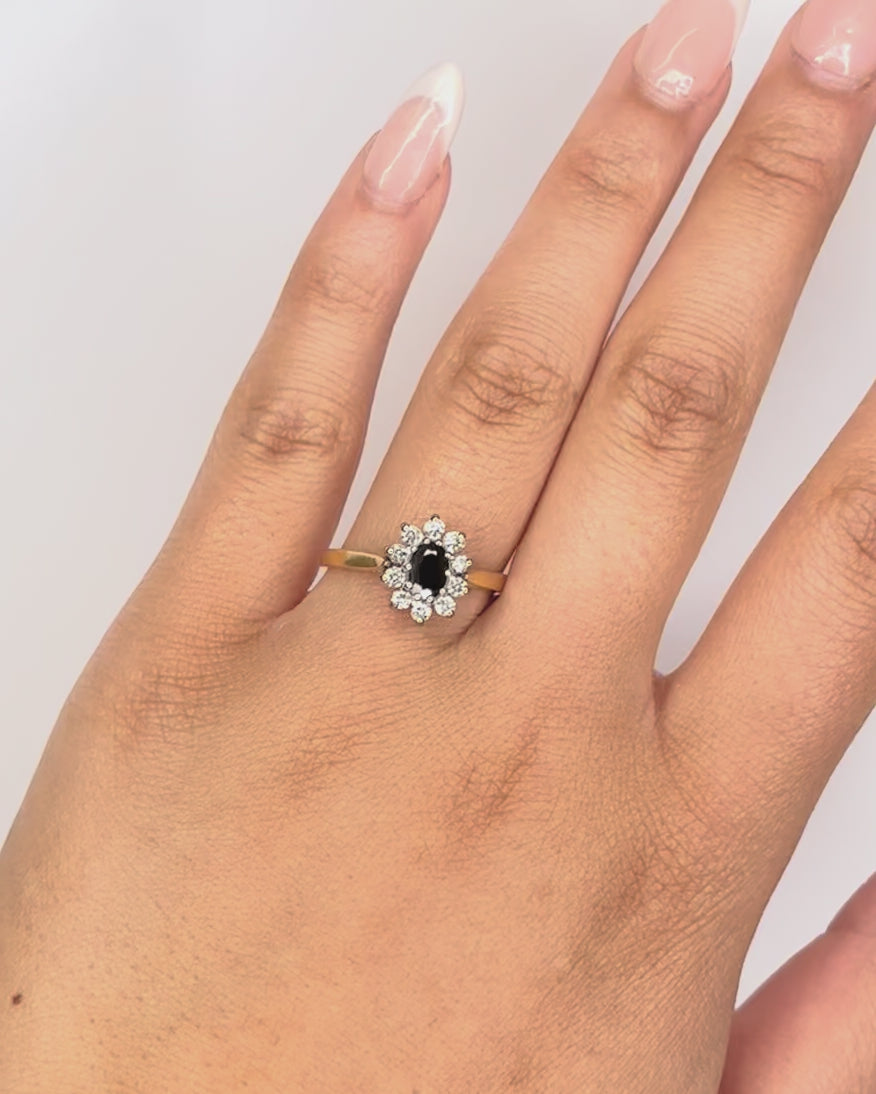 Marguerite Ring Sapphire 0.70 carat &amp; Diamonds 0.40 carat "Maryline"