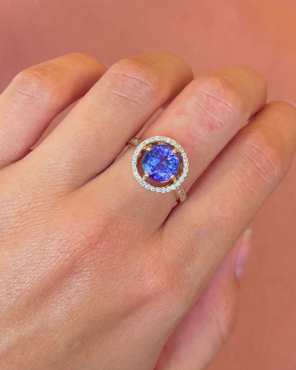 Bague Solitaire Tanzanite 2.30 carats &amp; Diamants 0.40 carat 4,59g "Iliana"