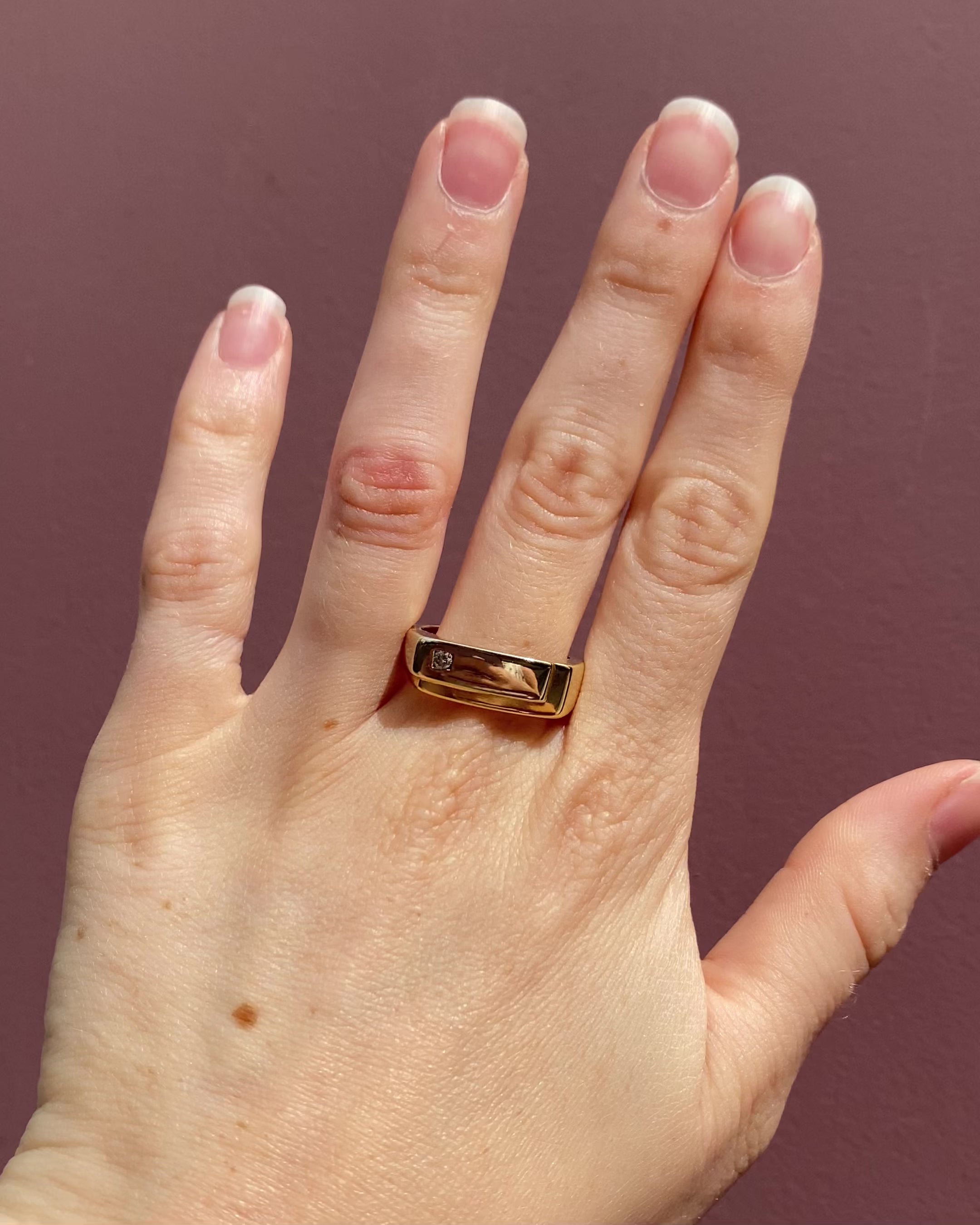 Chevalière Dos Oros 18 Quilates y Diamante "Soléa"