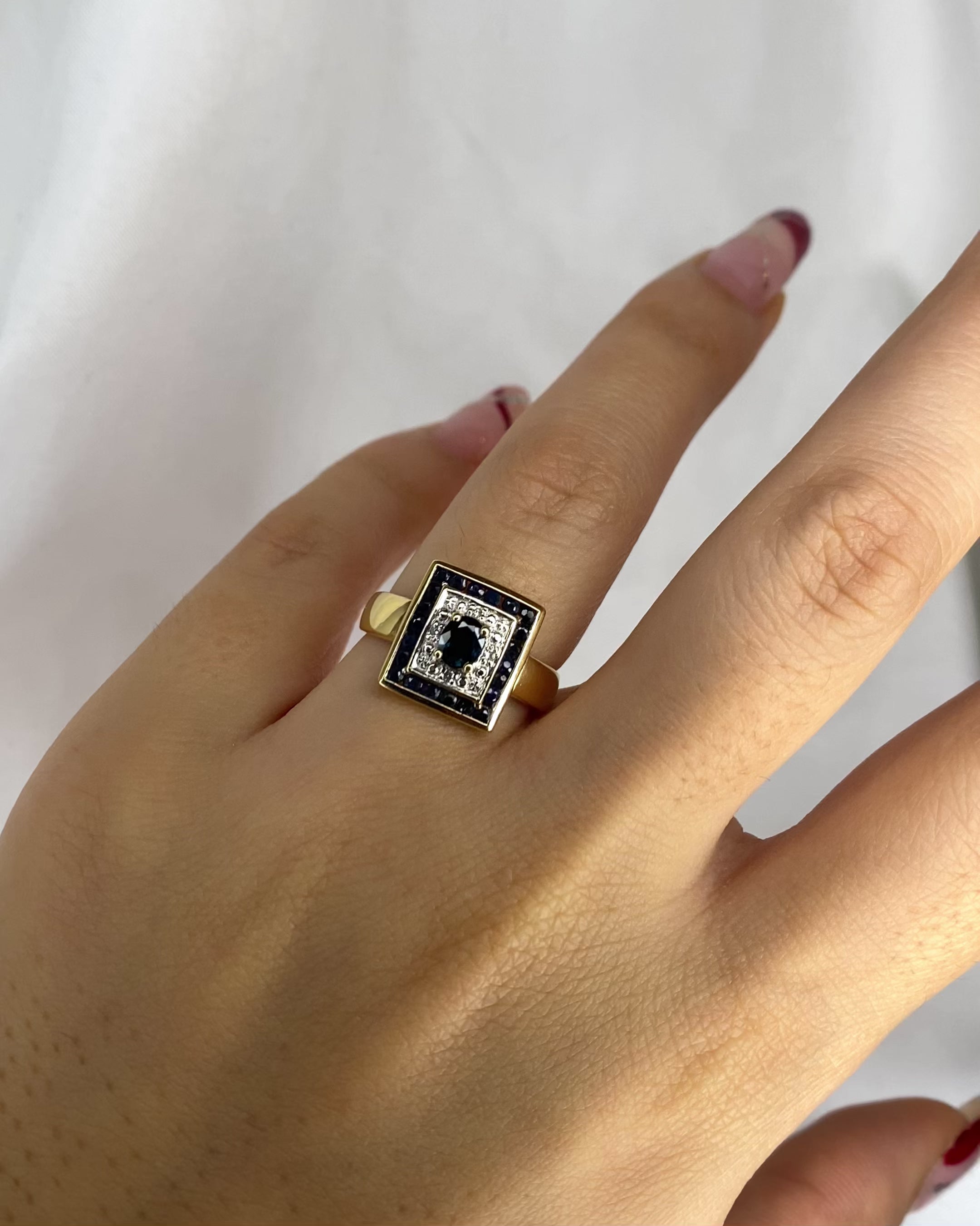 Bague Style Art-Déco Saphirs 0.99 ct &amp; Diamants "Bérénice"