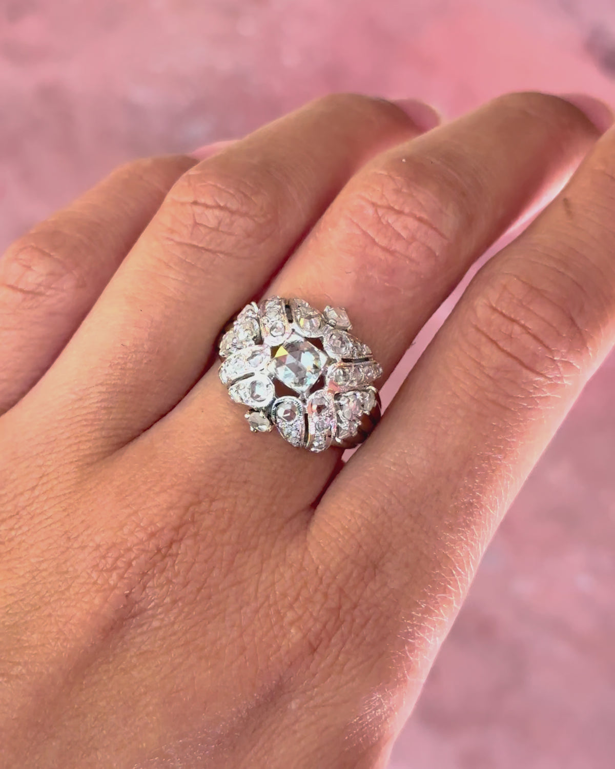 Bague Dôme Art-Déco Diamants 1.04 carat 6.49g "Zélie"