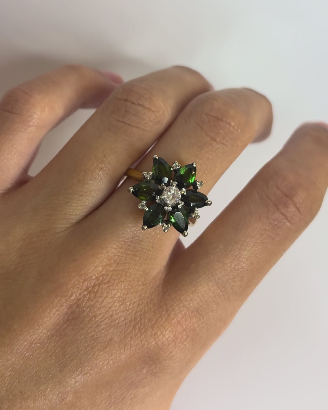 Bague Marguerite Tourmaline 2.5 carats &amp; Diamants 0.23 carat &quot;Nadège&quot;