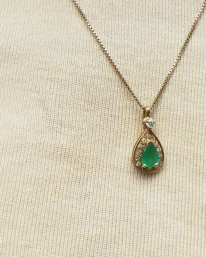 Pendentif Émeraude 0.71 carat &amp; Diamants "Carolina"