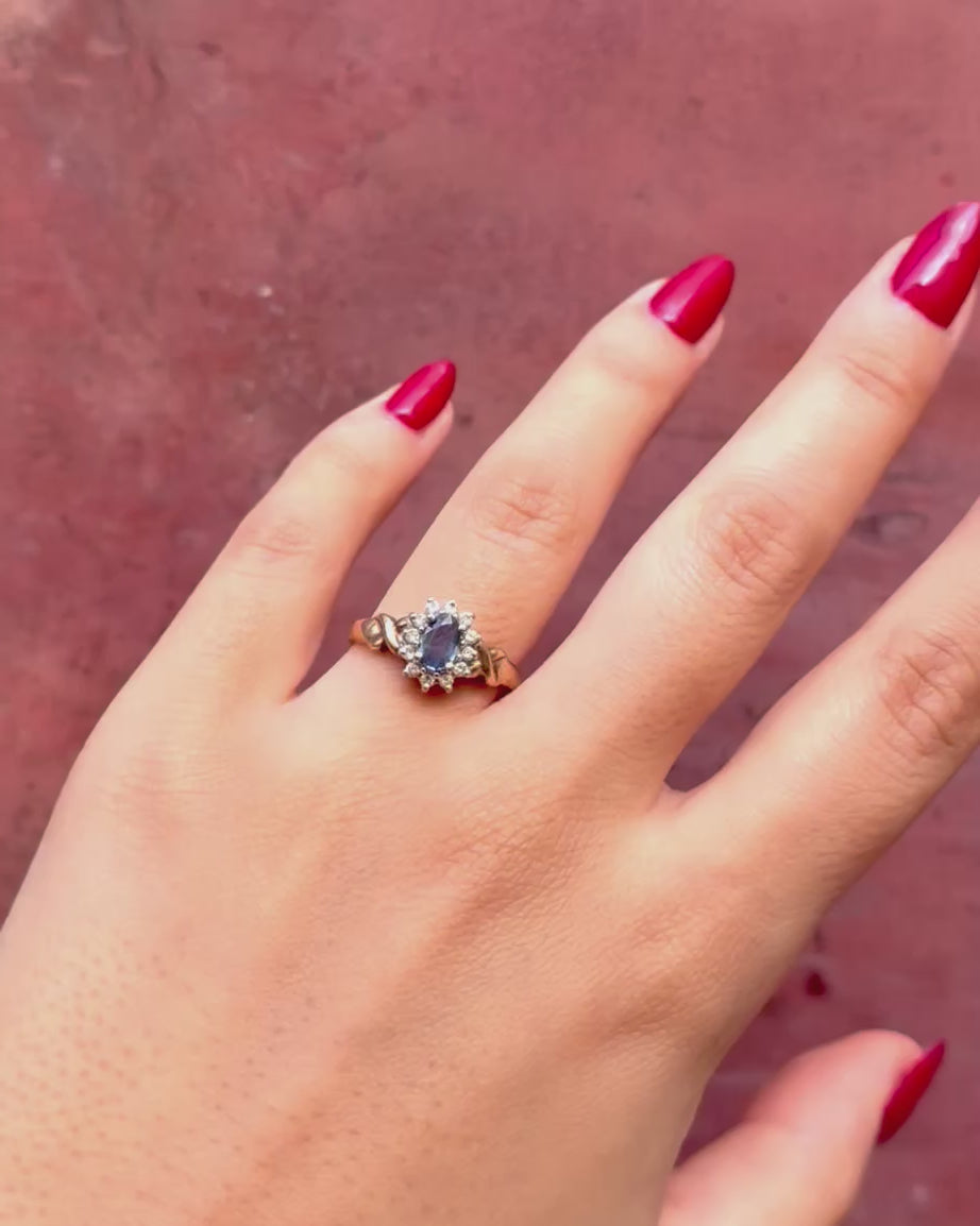 Bague Marguerite Saphir 0.55 carat &amp; Diamants "Sonia"