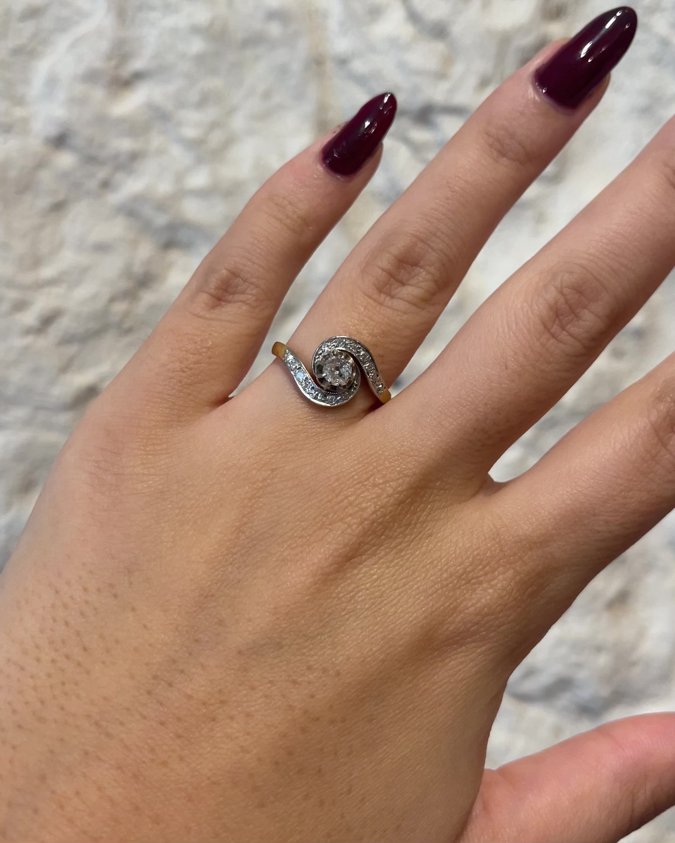 Art Deco Tourbillon Diamond Ring "Éline"