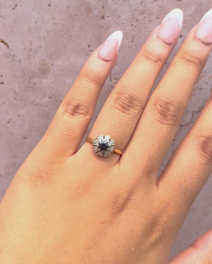 Bague Marguerite Saphir 0.30 carat &amp; Diamants "Tiphaine"
