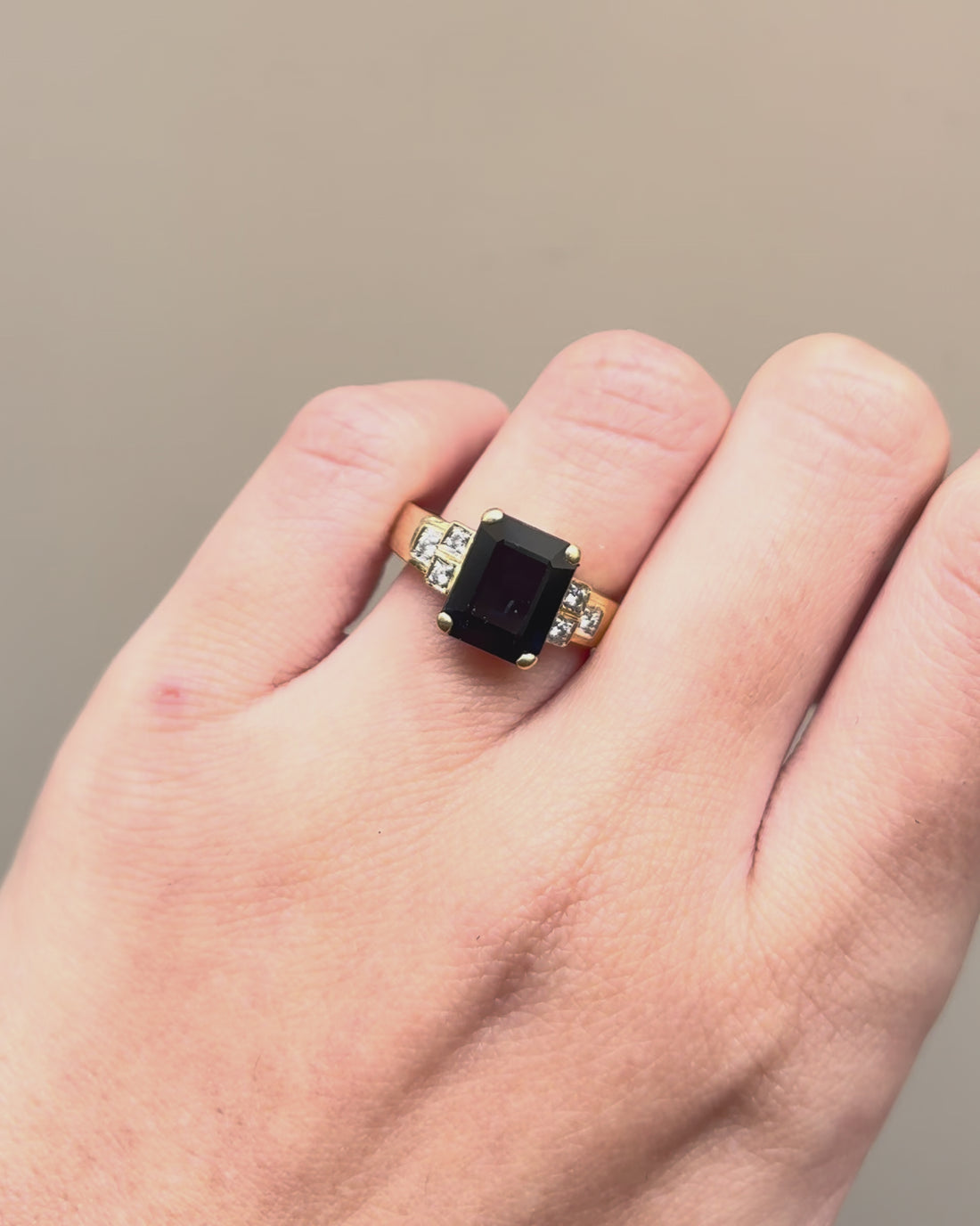 Trilogy ring sapphire and diamonds