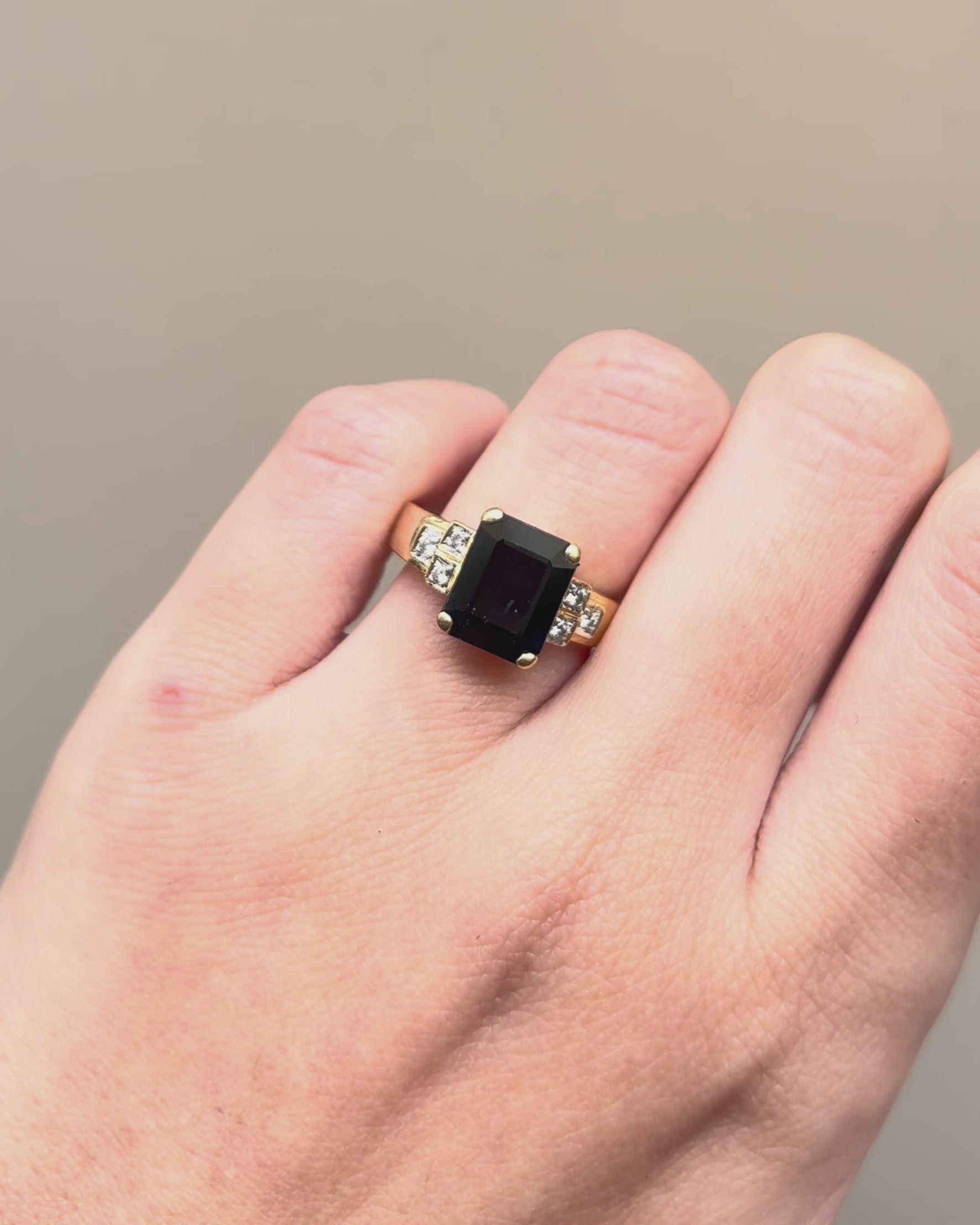 Trilogy ring sapphire and diamonds