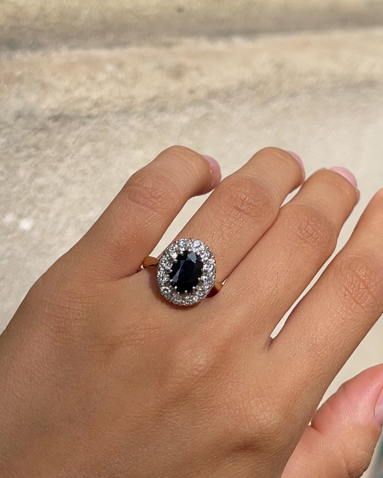 Bague Marguerite Saphir 2 carats &amp; Diamants "Aïnoa"